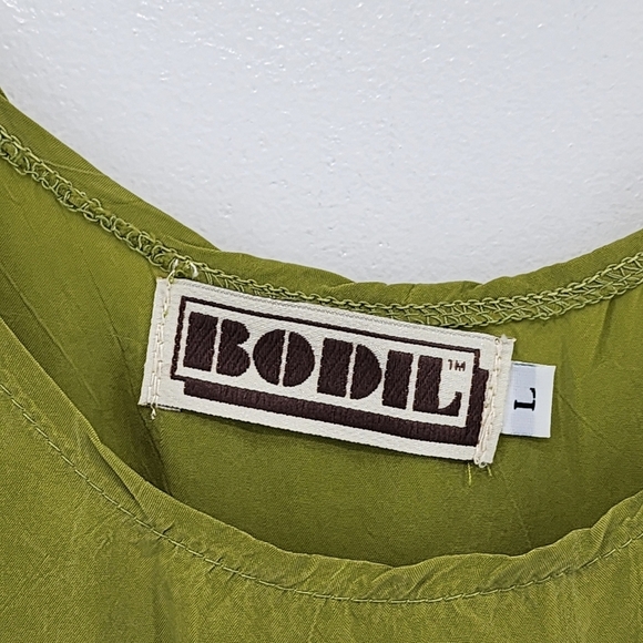 Bodil Women's Solid Peasant Style Lightweight Tank Top Green- L - Picture 3 of 7